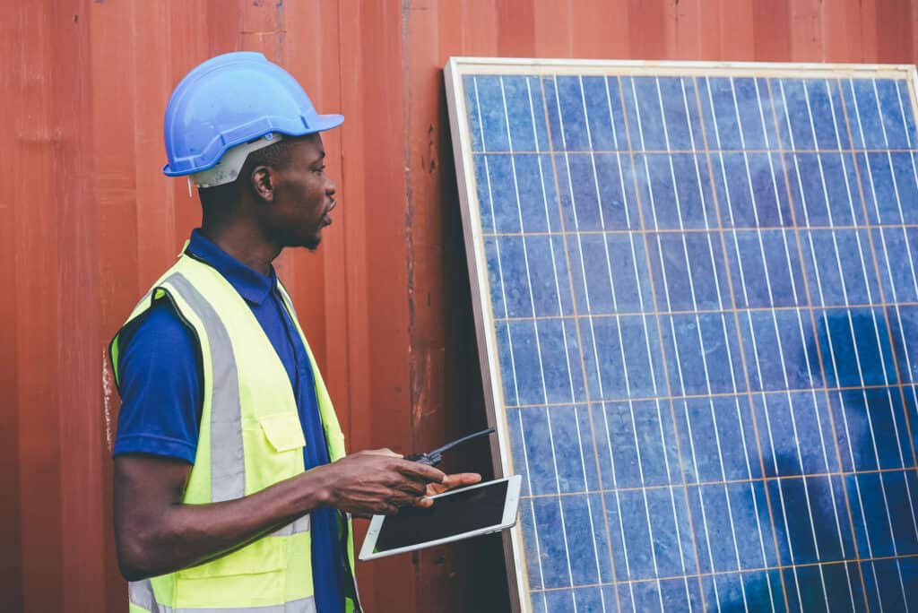 african american worker working with solar cell 2021 09 02 20 16 29 utc